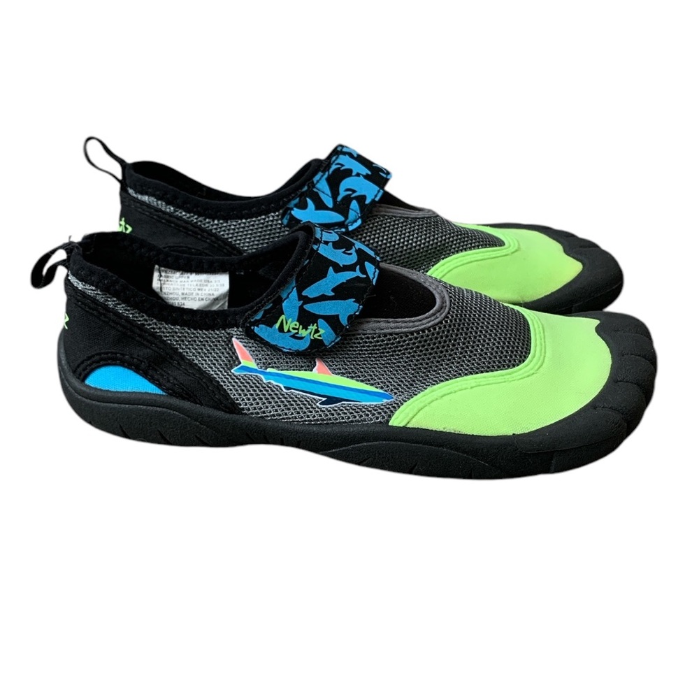 Newtz water shoes size 2 - 3 blue green shark outdoors beach river lake swimming